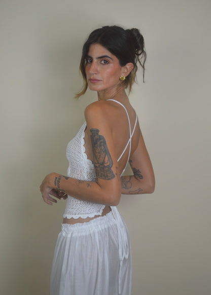 Flower Backless Crochet Cross‑Back Top RESTOCKED