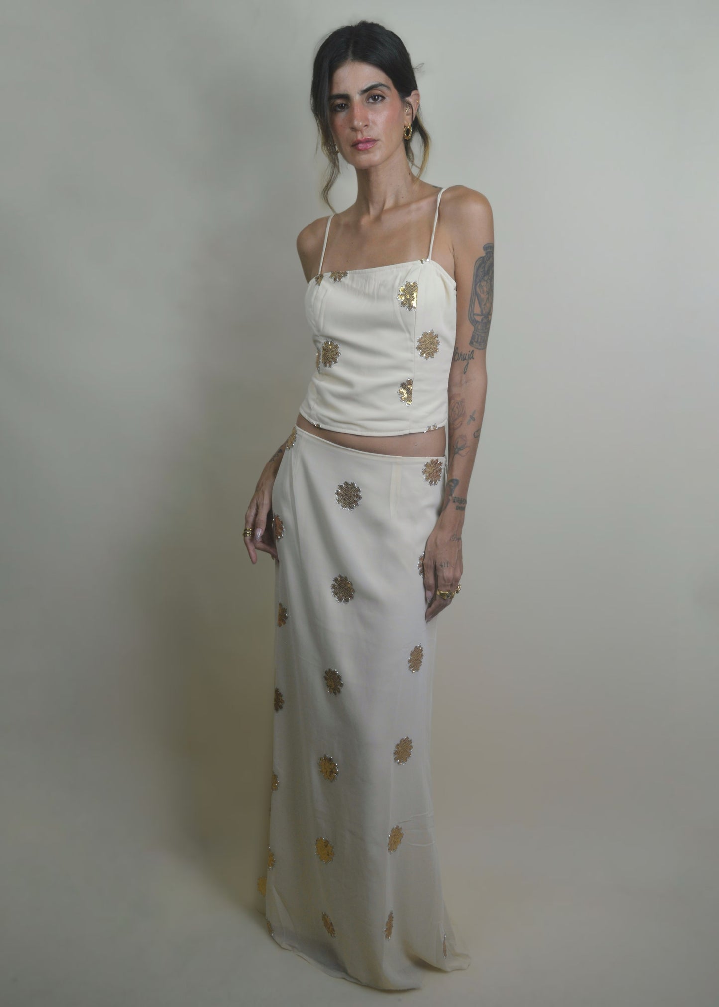 Golden Bloom Sequin Cami Top
