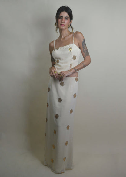 Golden Bloom Sequin Maxi Skirt