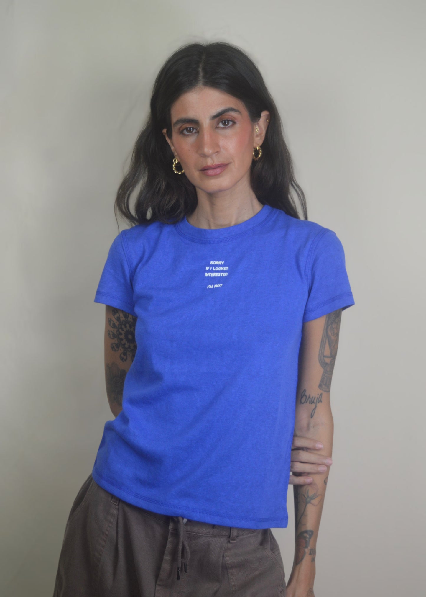 Not Interested Embroidered T-shirt