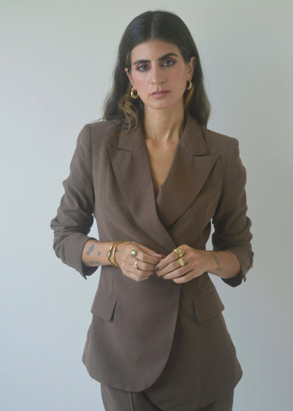 Chocolate Tailored Suit Set
