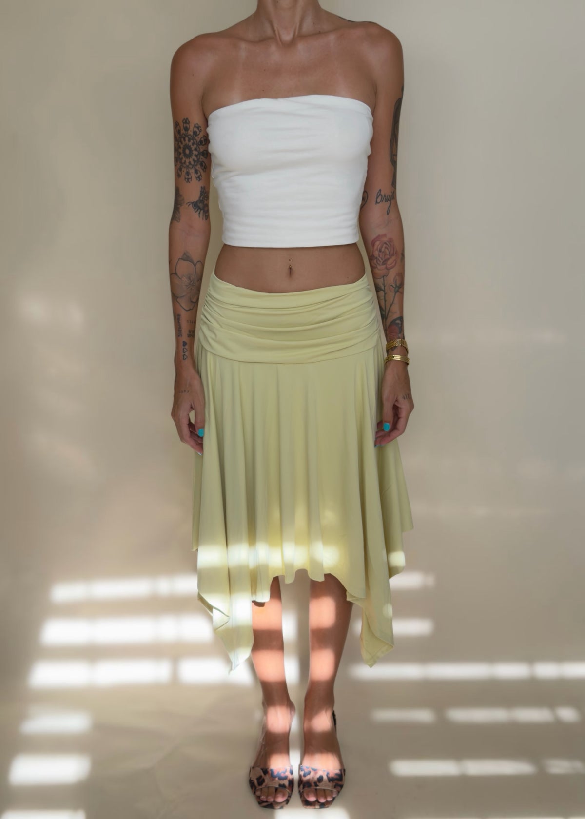 Lemongrass Asymmetrical Midi Skirt