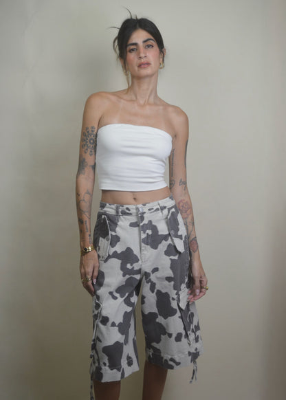 Cow Printed Cargo Jorts