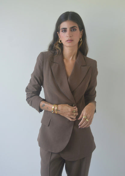 Chocolate Tailored Suit Set