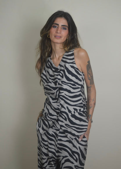 Zebra V‑Neck Vest Top RESTOCKED