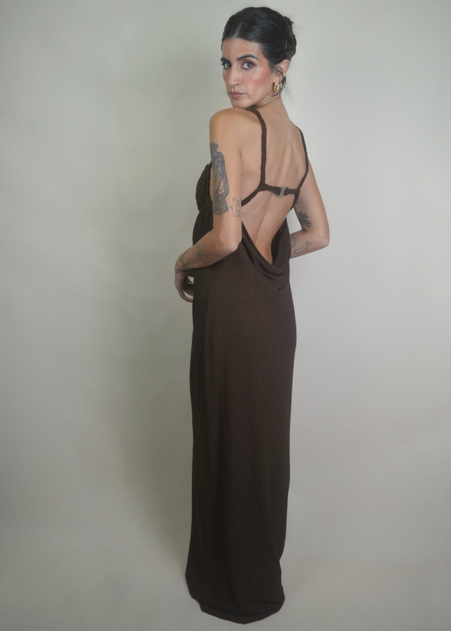 Coco Drape Brown Dress