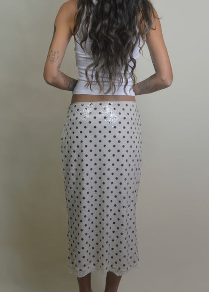 Polka Dot Sequin Midi Skirt