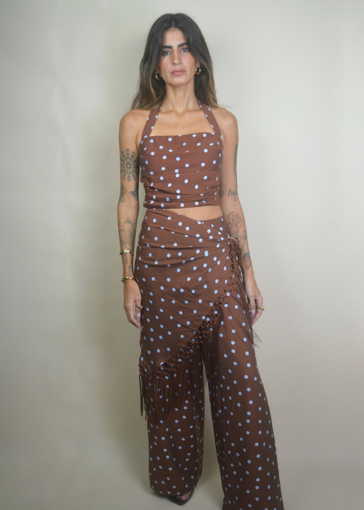 Azul Polka Dot Fringe Set
