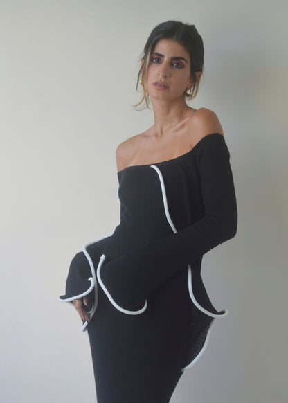 Midnight Ruffle Maxi Dress