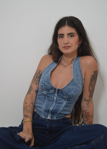 Denim Halter Top