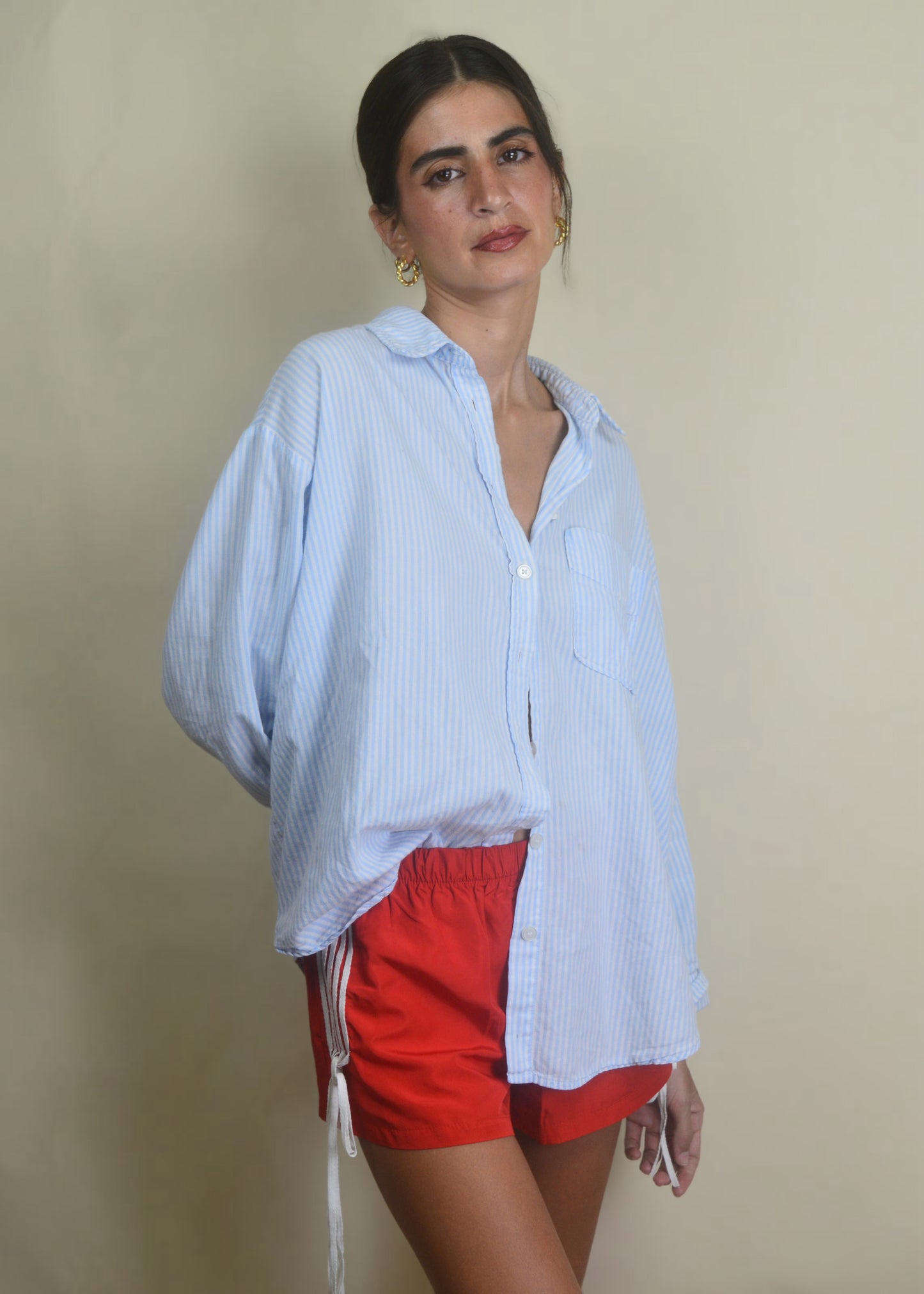 Retro Vibes Red Striped Shorts