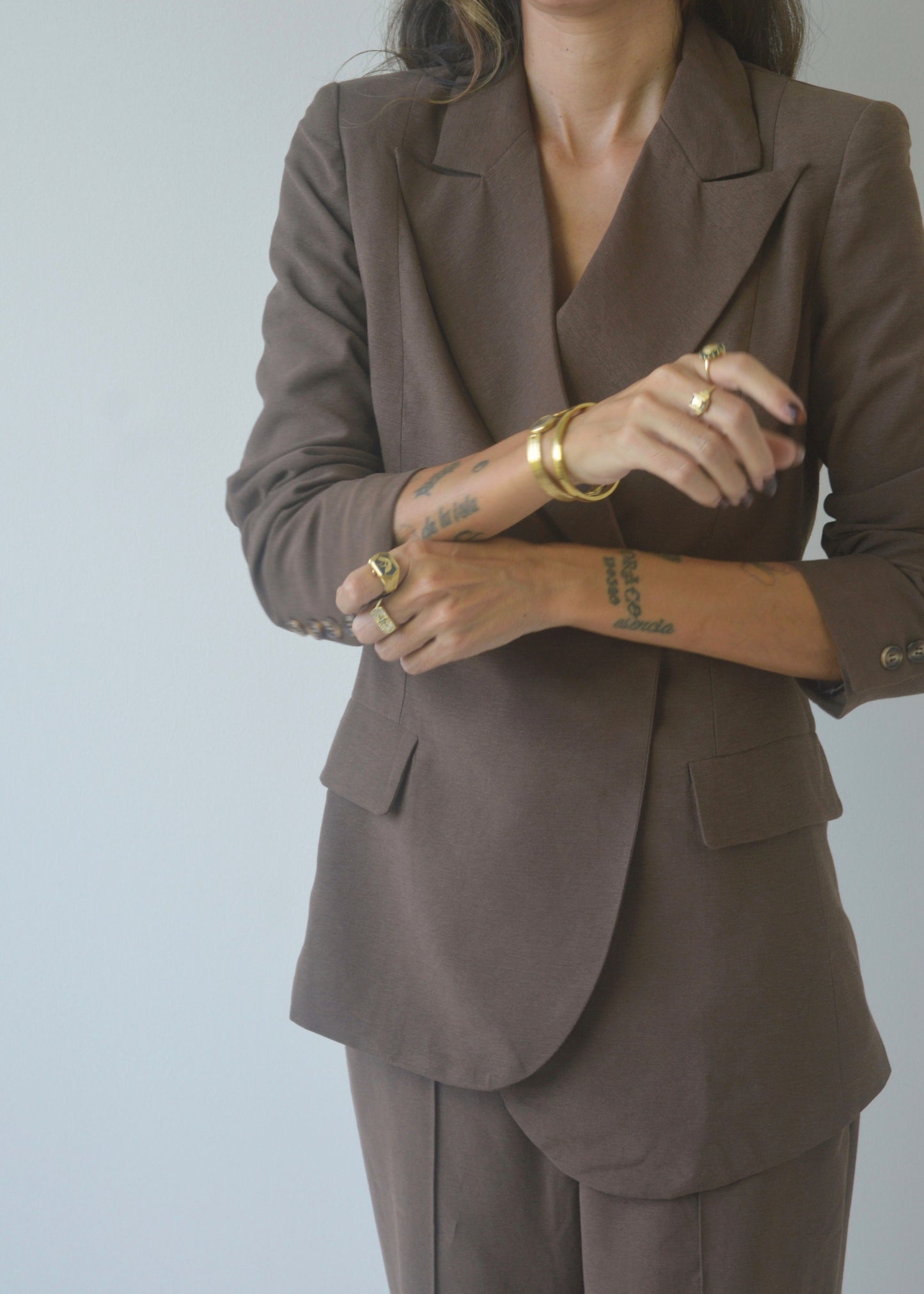 Chocolate Tailored Suit Set