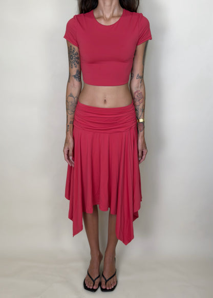 Retro Red Asymmetrical Skirt (Skirt Only)