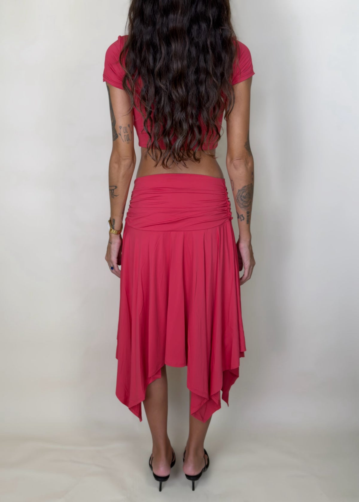 Retro Red Double Layered Cropped Top (Top Only)