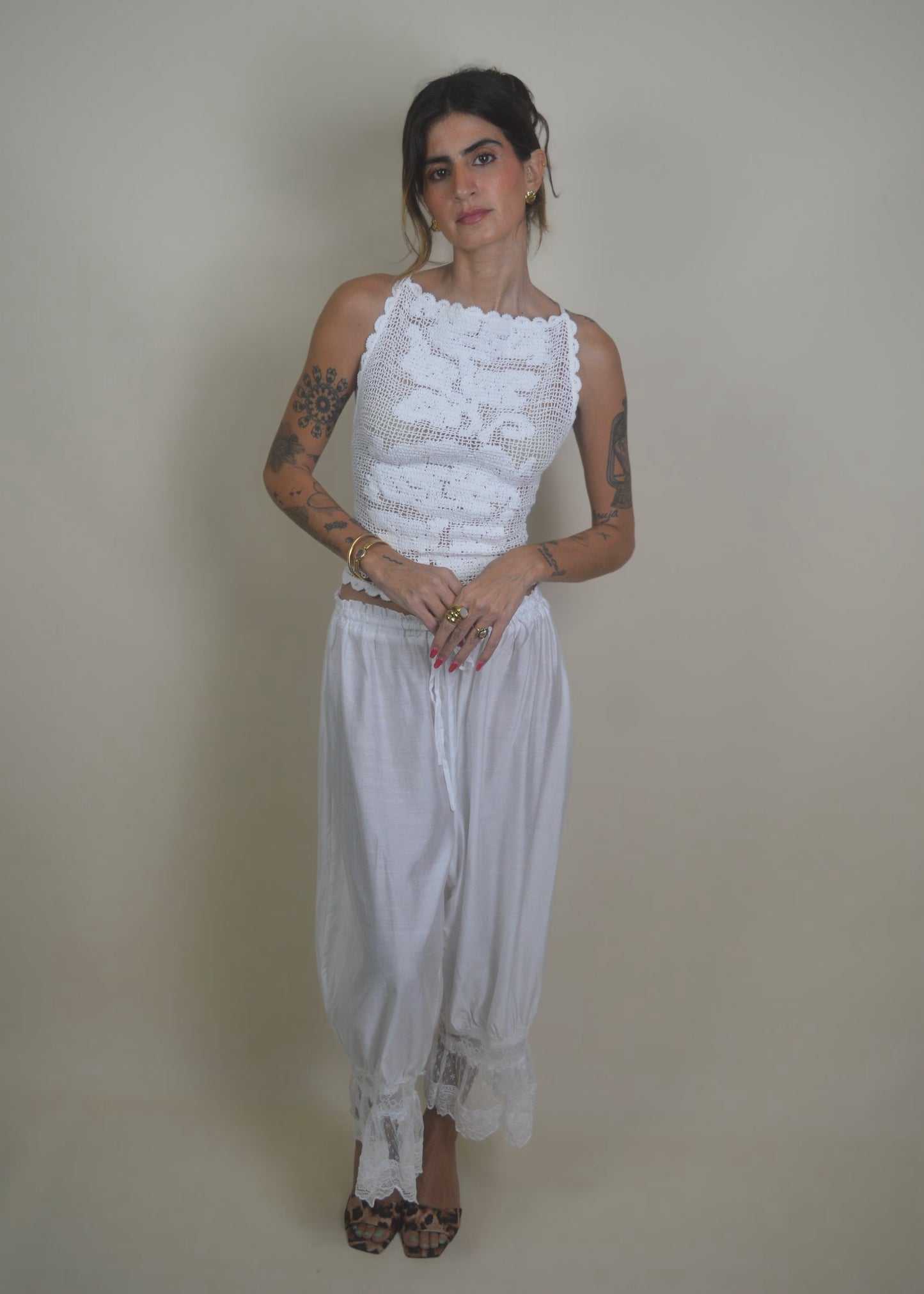 Breezy Lace Trim Beach Pants