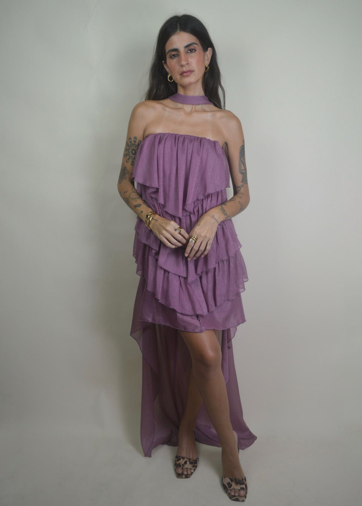 Mauve Moonlight Ruffle Dress