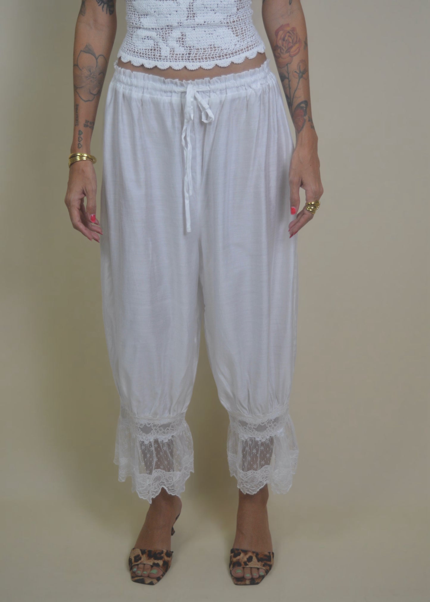 Breezy Lace Trim Beach Pants