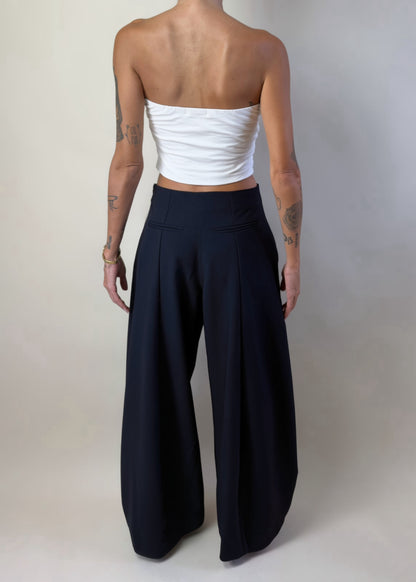 Navy Blue Barrel Office Pant
