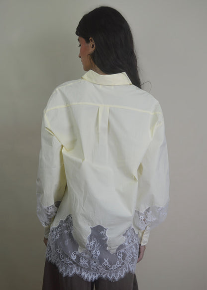 Sand Lace Oversized Button Down Shirt