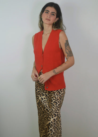 Satin Leopard Maxi Skirt