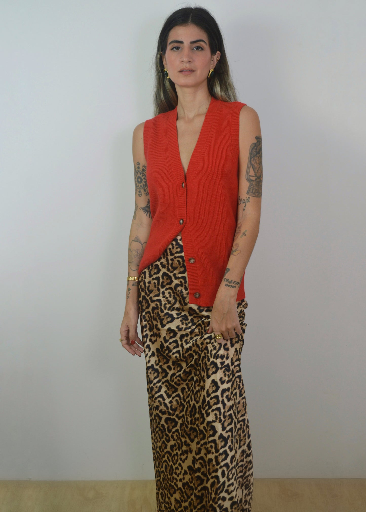 Satin Leopard Maxi Skirt