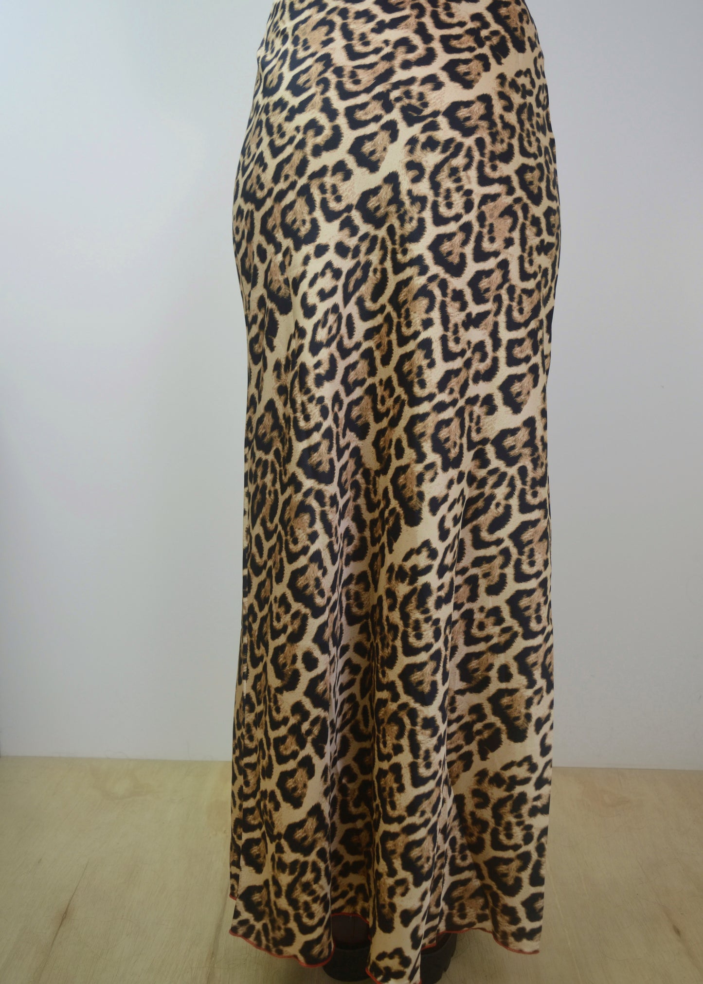 Satin Leopard Maxi Skirt