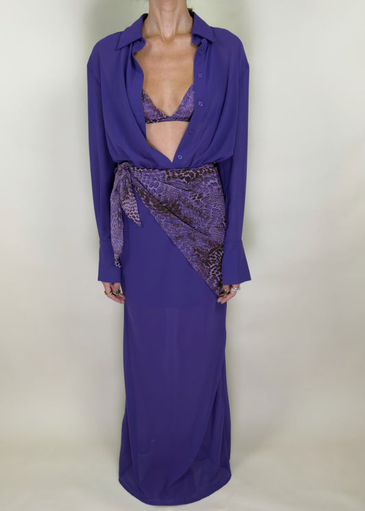 Wild Violet Maxi Dress 3 Piece Set