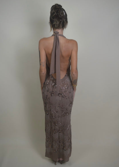 Shine Sequin Halter Dress