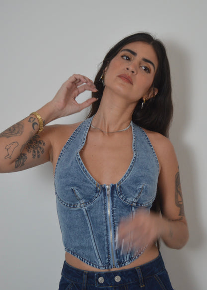 Denim Halter Top