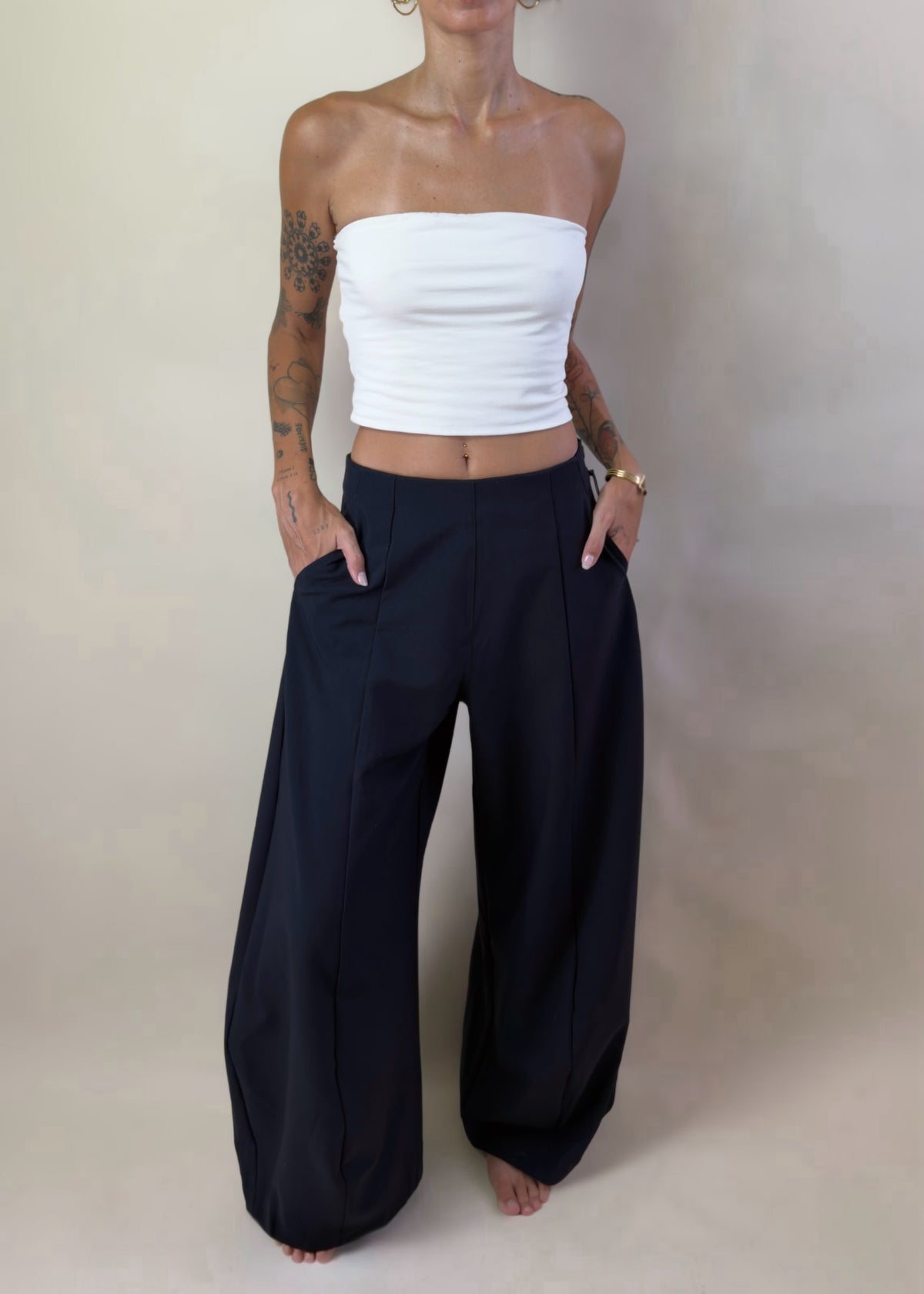 Navy Blue Barrel Office Pant