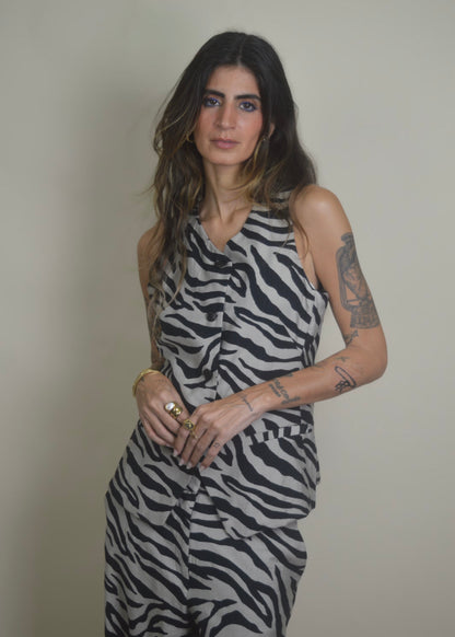 Zebra V‑Neck Vest Top RESTOCKED