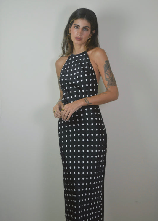 Polka Lace Halter Dress