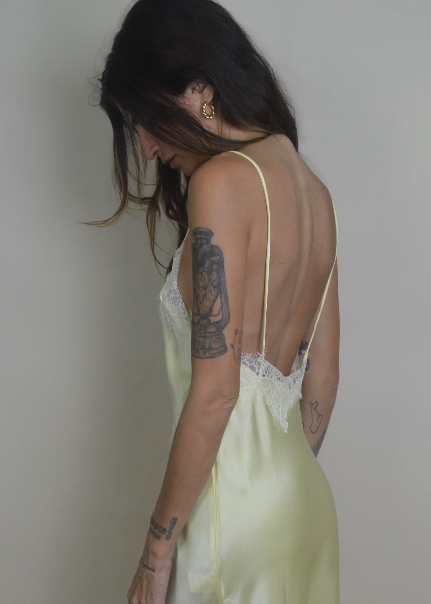 Citrus Lace Satin Slip Dress