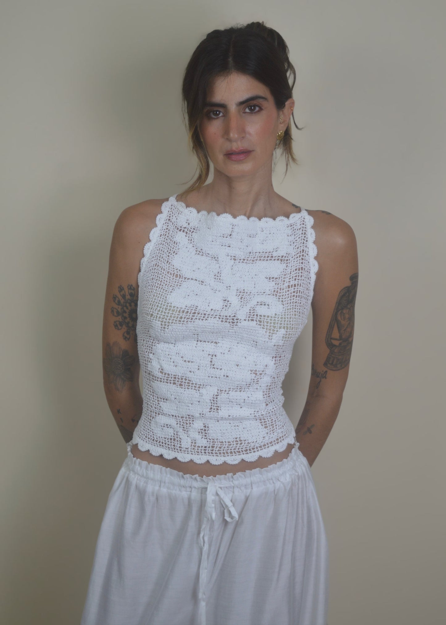 Flower Backless Crochet Cross‑Back Top RESTOCKED