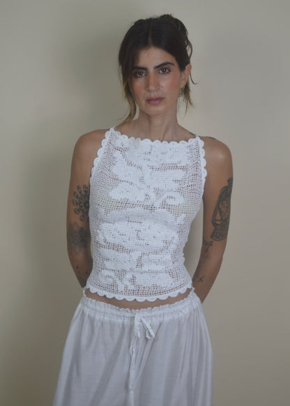 Flower Backless Crochet Cross‑Back Top RESTOCKED