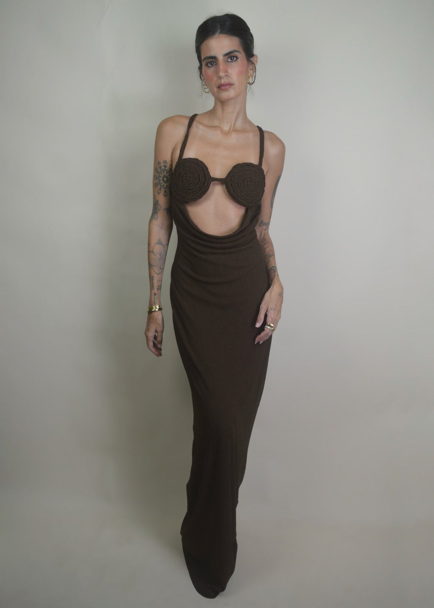 Coco Drape Brown Dress