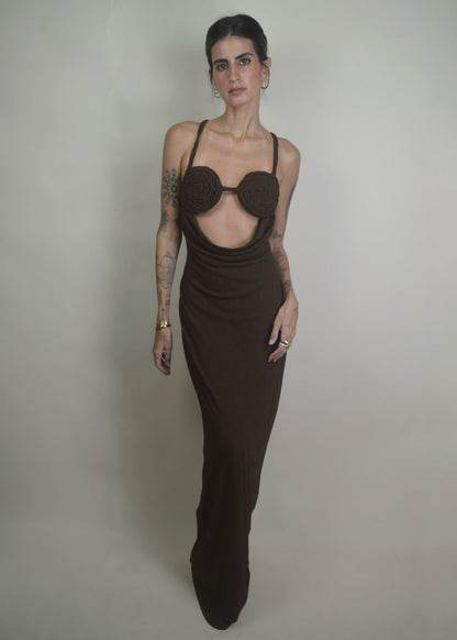 Coco Drape Brown Dress