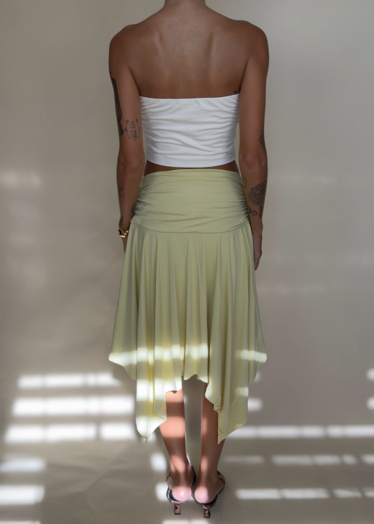 Lemongrass Asymmetrical Midi Skirt