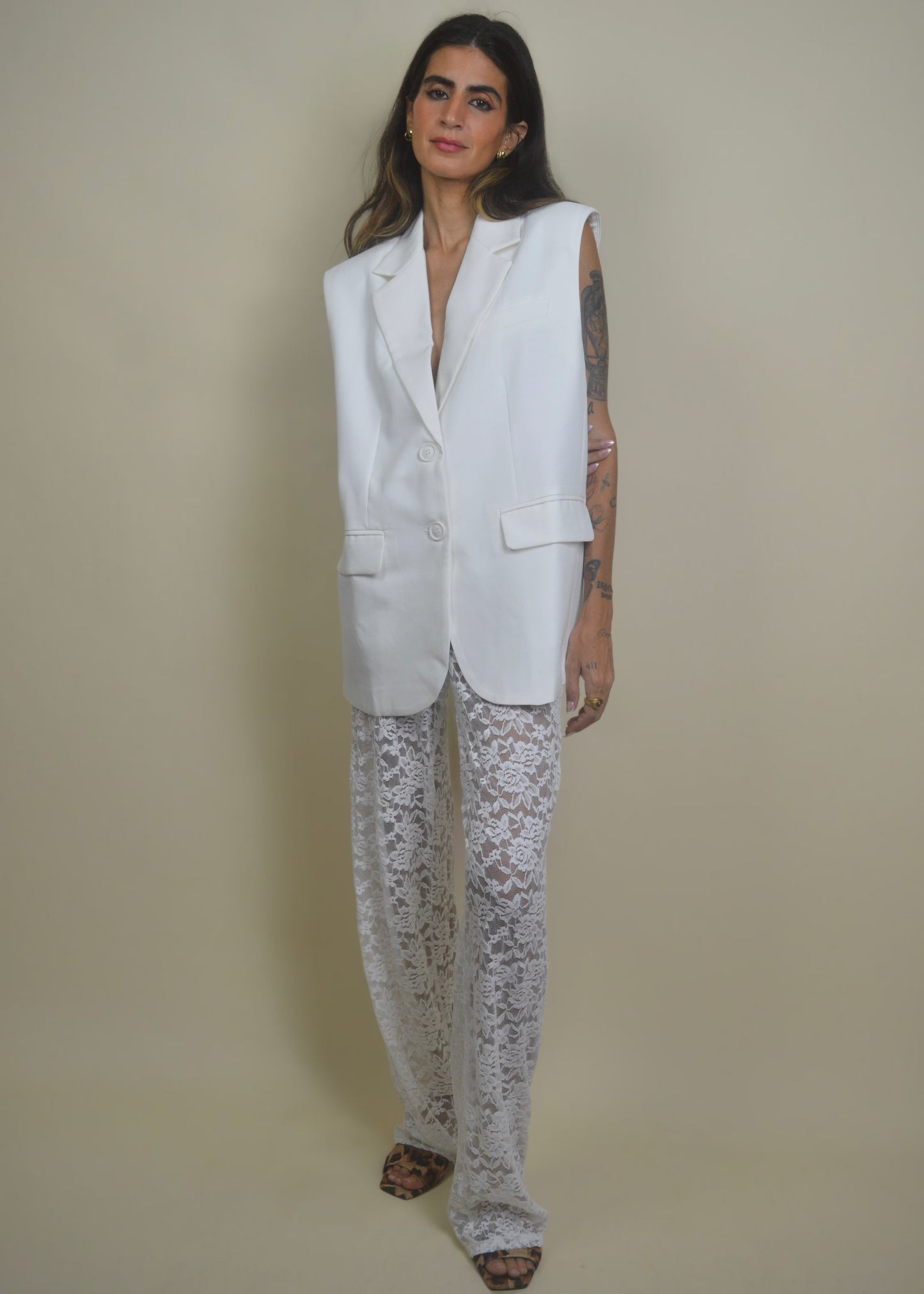 The Lace Pant White