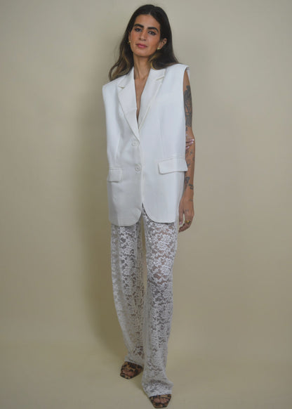 The Lace Pant White