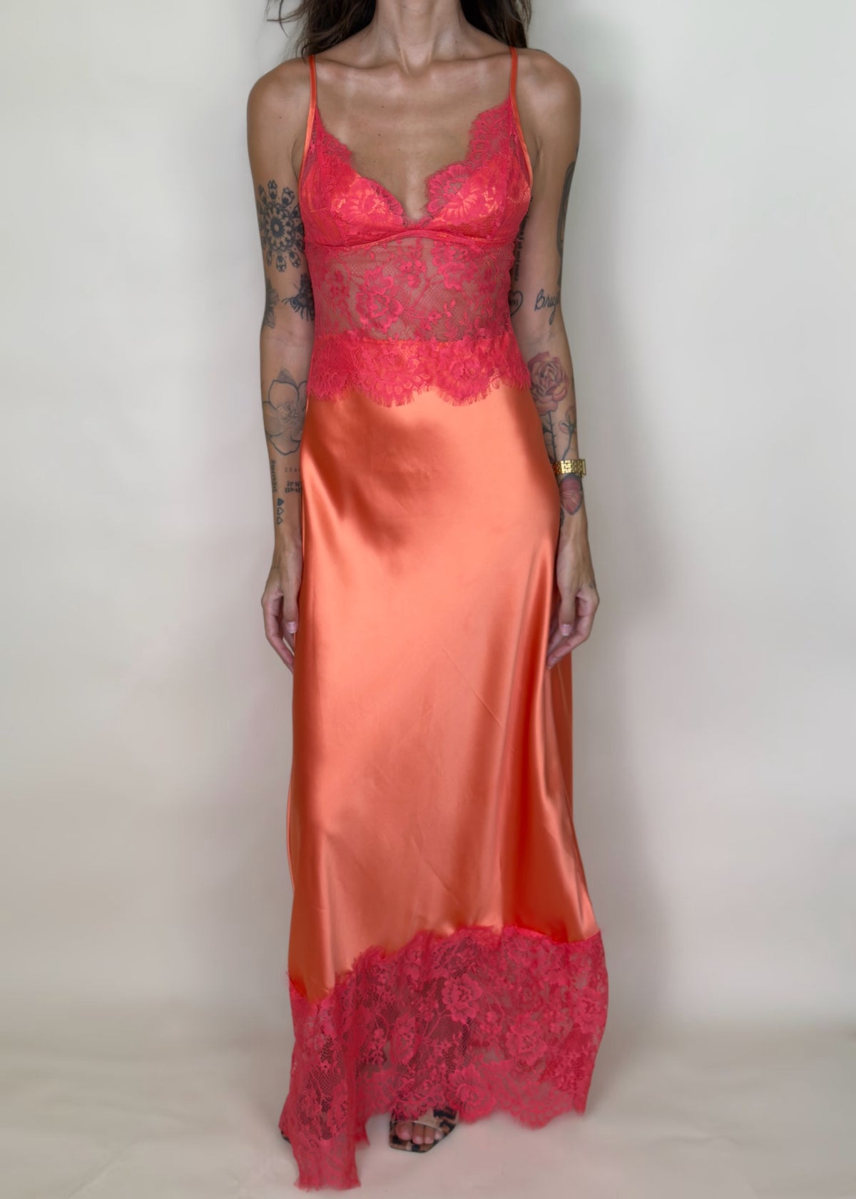 Cotton Candy Sky Lace Satin Maxi Dress