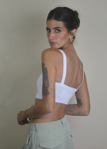 The Basic Ribbed Cropped Top             Black|White