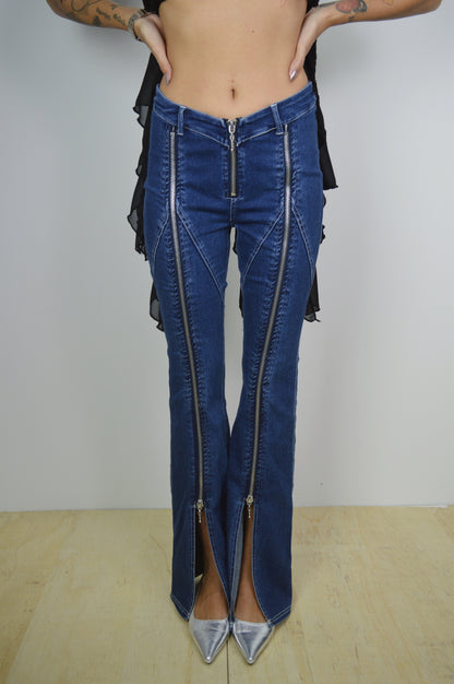 V-Cut Denim Pants