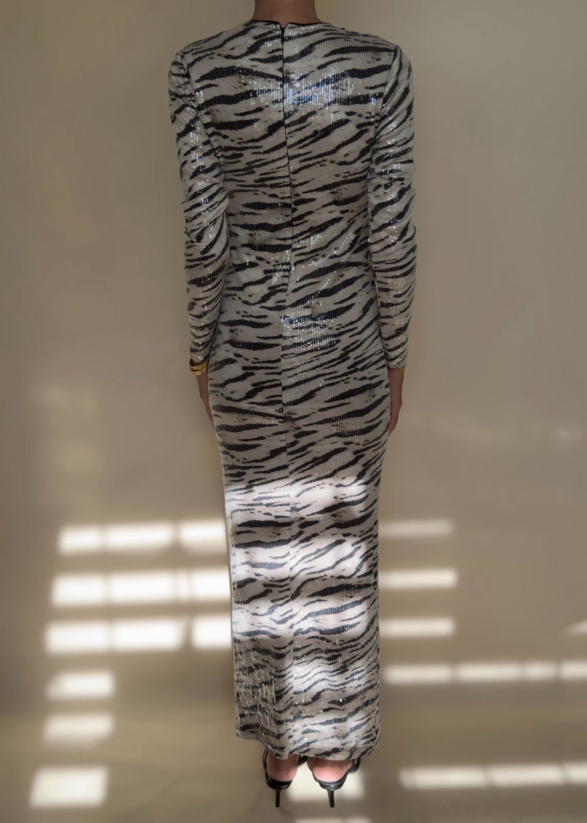 Zebra Sequin Maxi Dress