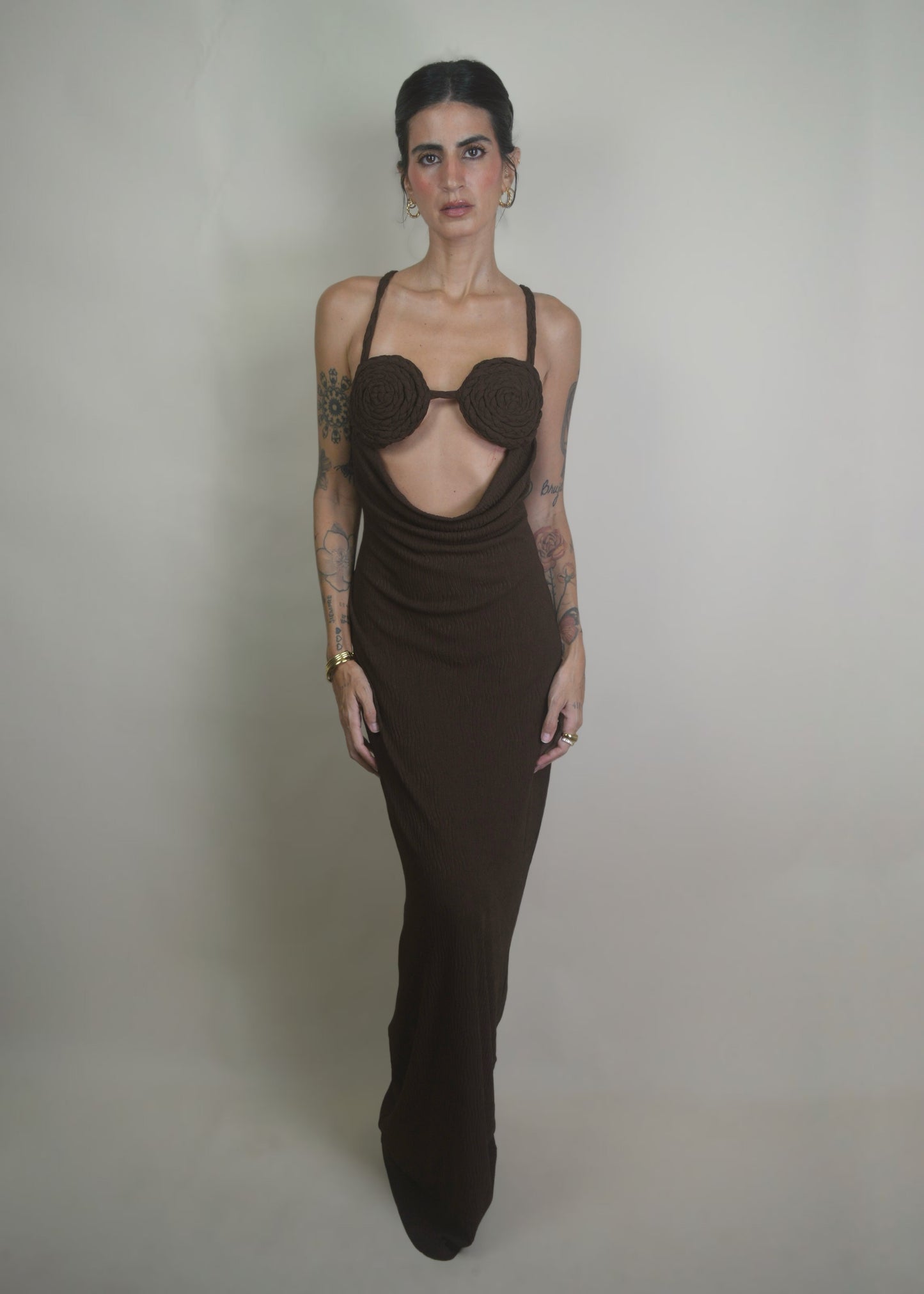 Coco Drape Brown Dress