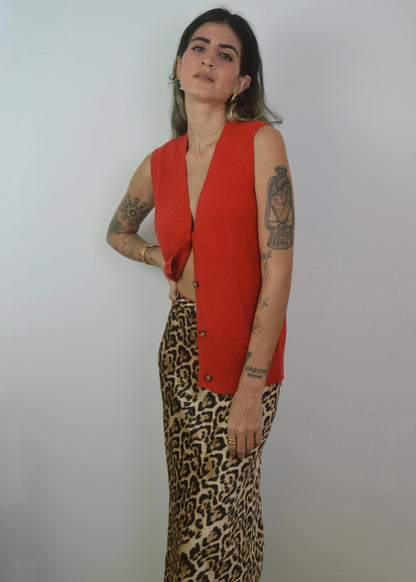 Satin Leopard Maxi Skirt