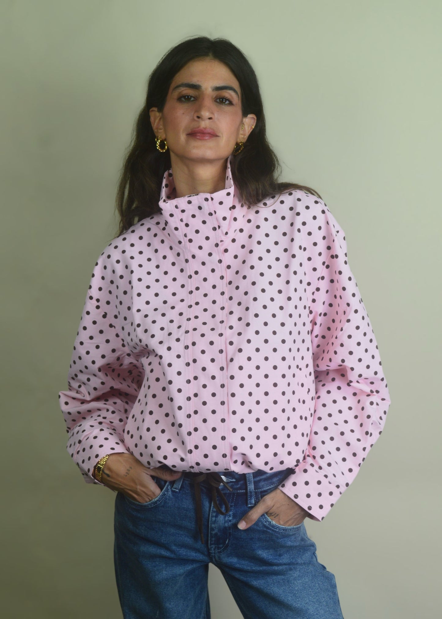 Pink & Brown Polka Dot Jacket
