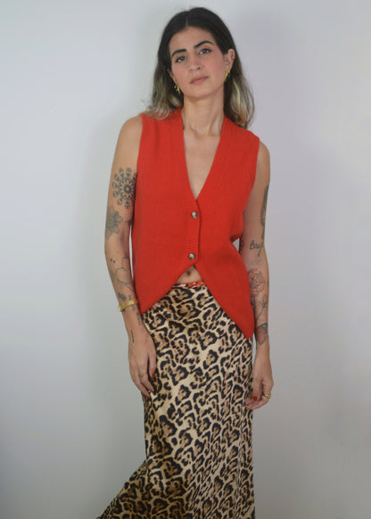 Satin Leopard Maxi Skirt