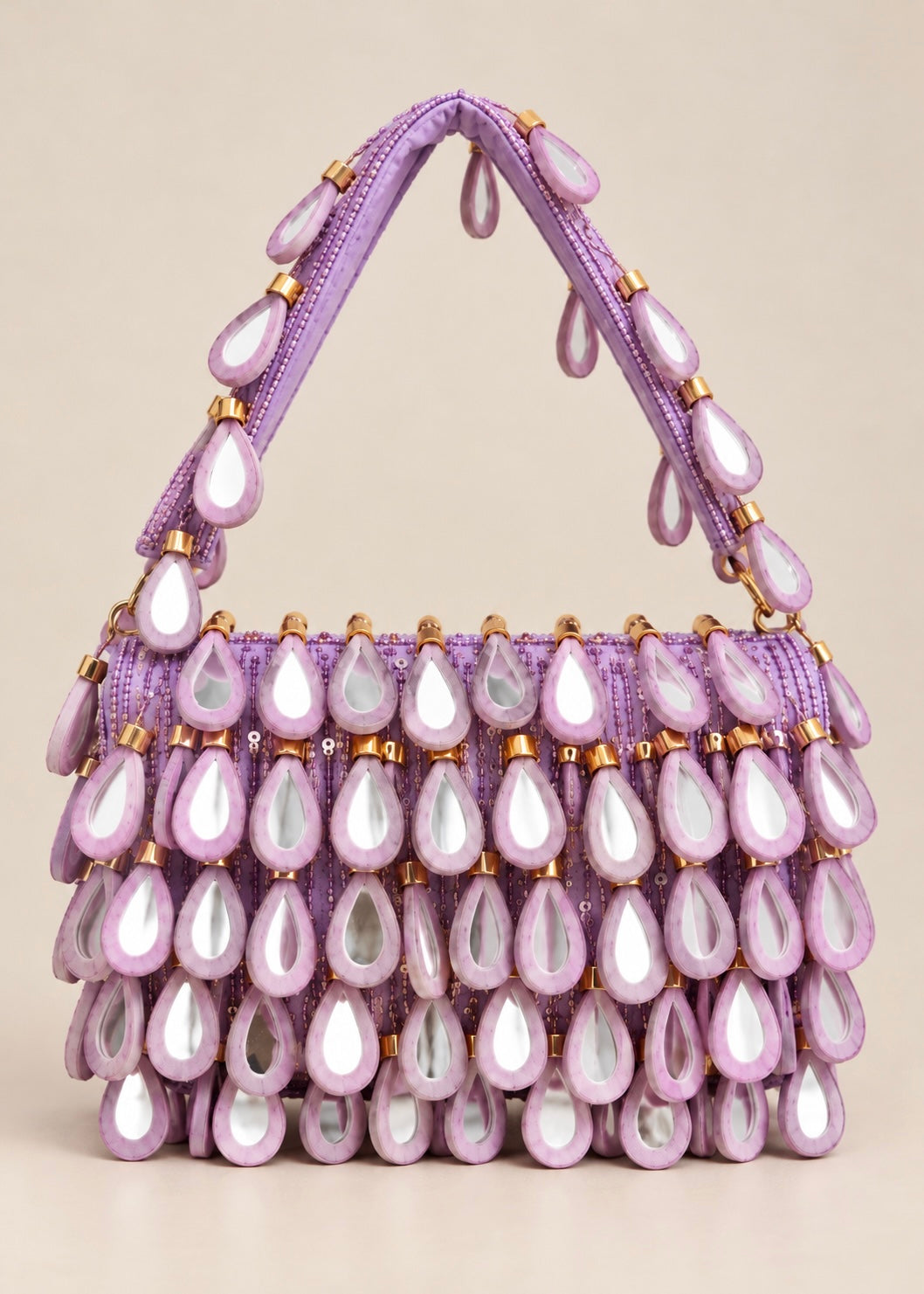 Lavender Handmade Beaded Teardrop Bag