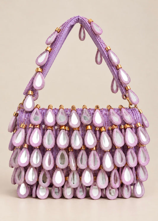 Lavender Handmade Beaded Teardrop Bag